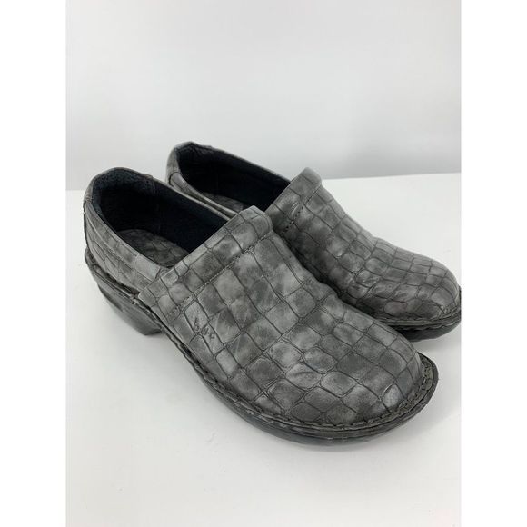 BOC Womens Peggy Clogs Shoes Gray Croc Emboss C45728 Slip On 9 M 2952 - Picture 6 of 11